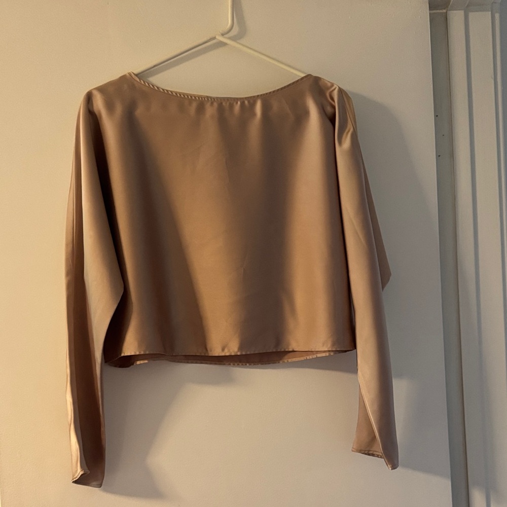ANTONIO MELANI Satin Blouse in Tan